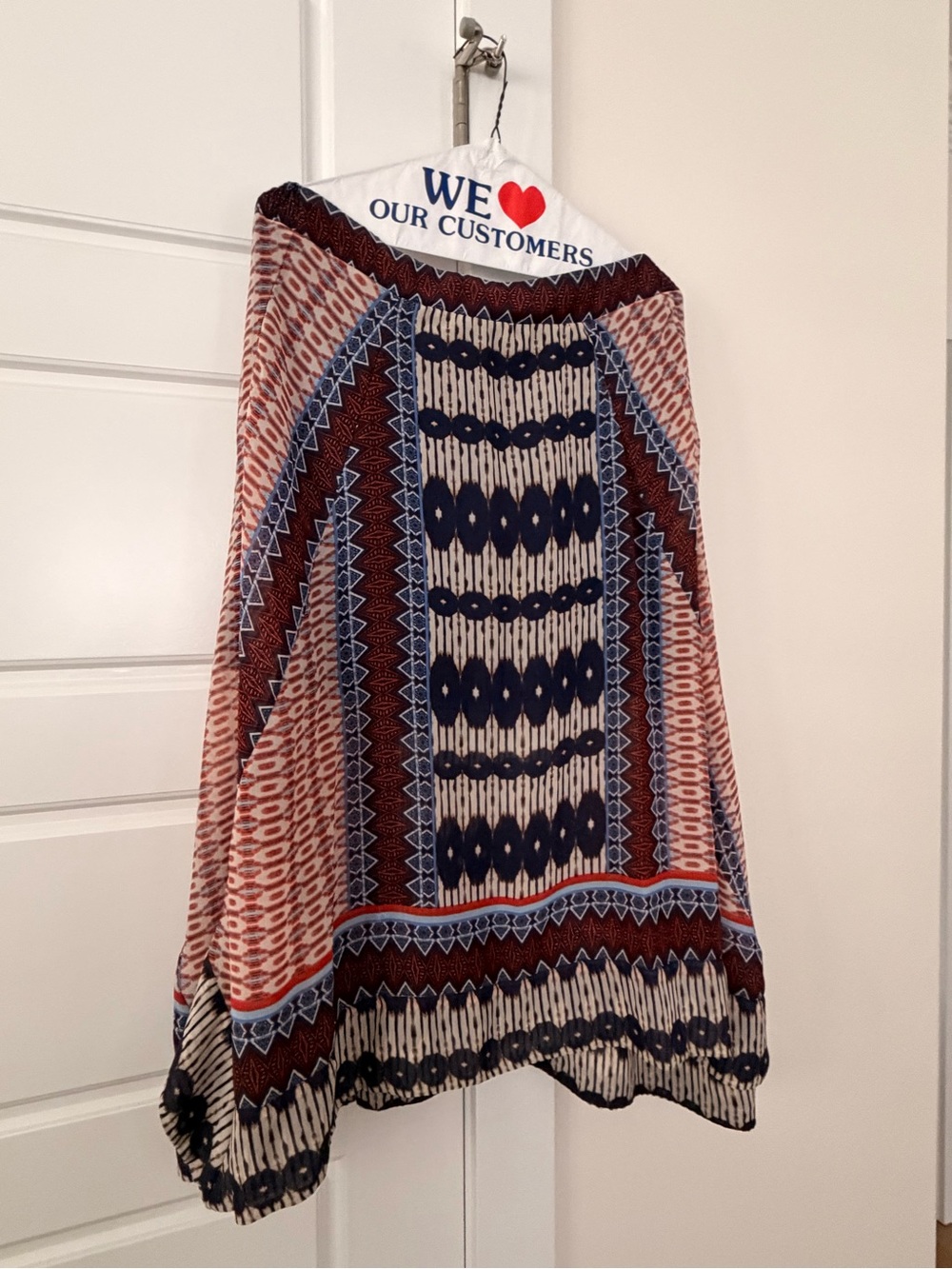 Bohemian Printed Medium Maxi Skirt in Rust & Navy by Dylan